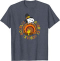 Peanuts Snoopy and Woodstock Thanksgiving Gobble T-Shirt - Heather Blue