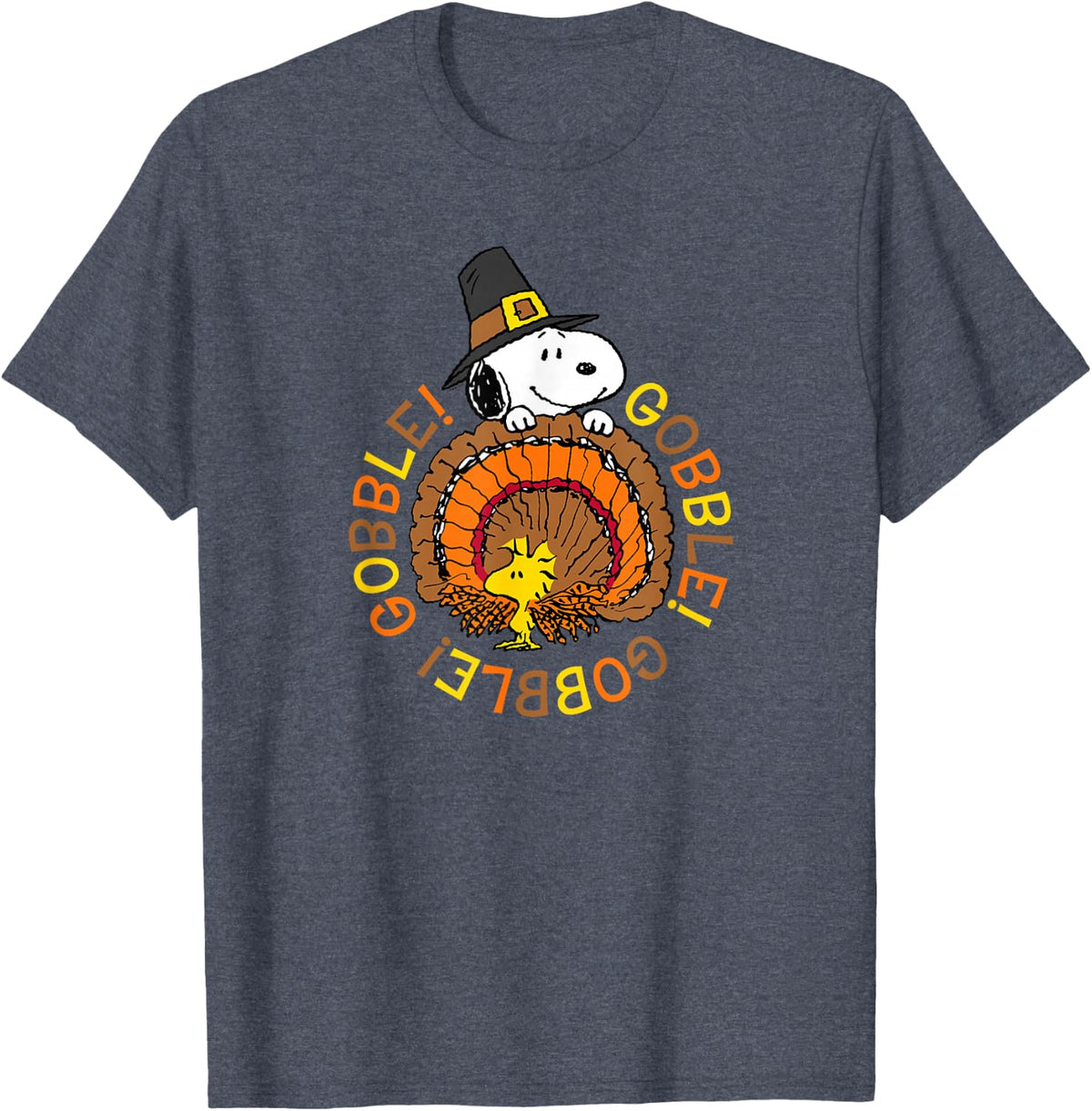 Peanuts Snoopy and Woodstock Thanksgiving Gobble T-Shirt - Heather Blue