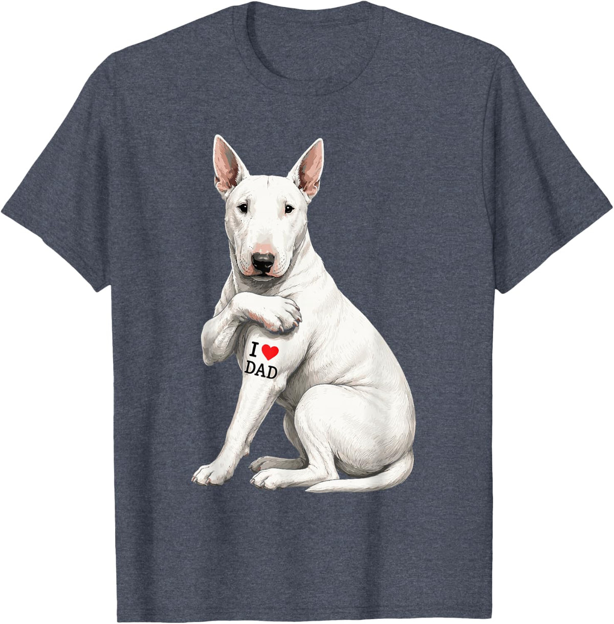 Miniature Bull Terrier Dad Pet I Love Miniature Bull Terrier T-Shirt - Heather Blue