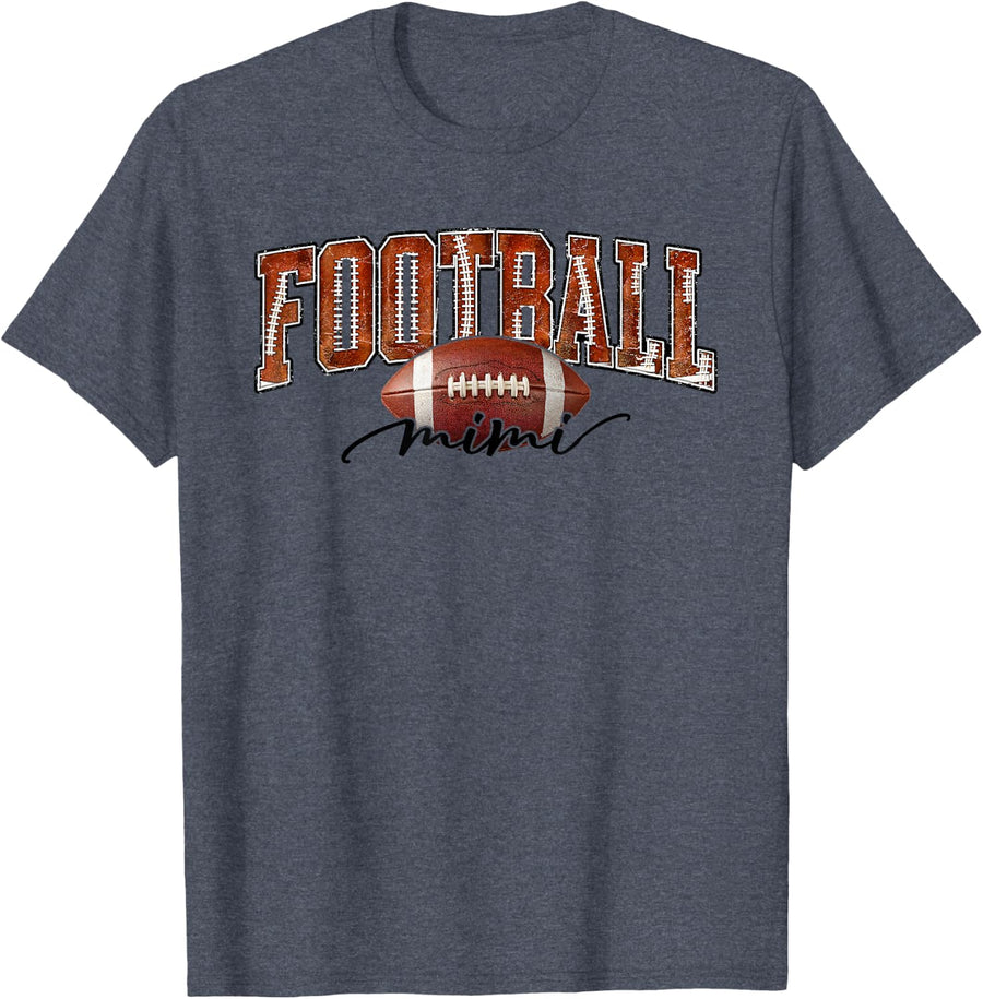 Retro Football Mimi Game Day Sports T-Shirt - Heather Blue