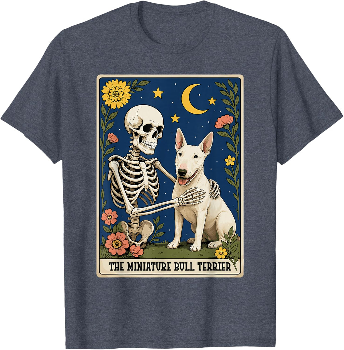 Dog Lover Dog Owner Puppy Skeleton Miniature Bull Terrier T-Shirt - Heather Blue