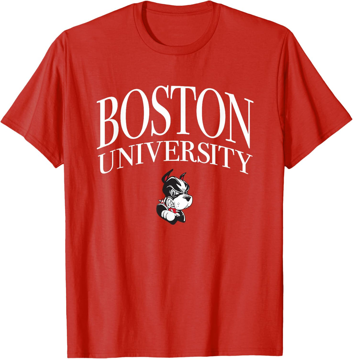 Boston Terriers Vintage Script Over Icon - Boston U T-Shirt - Red