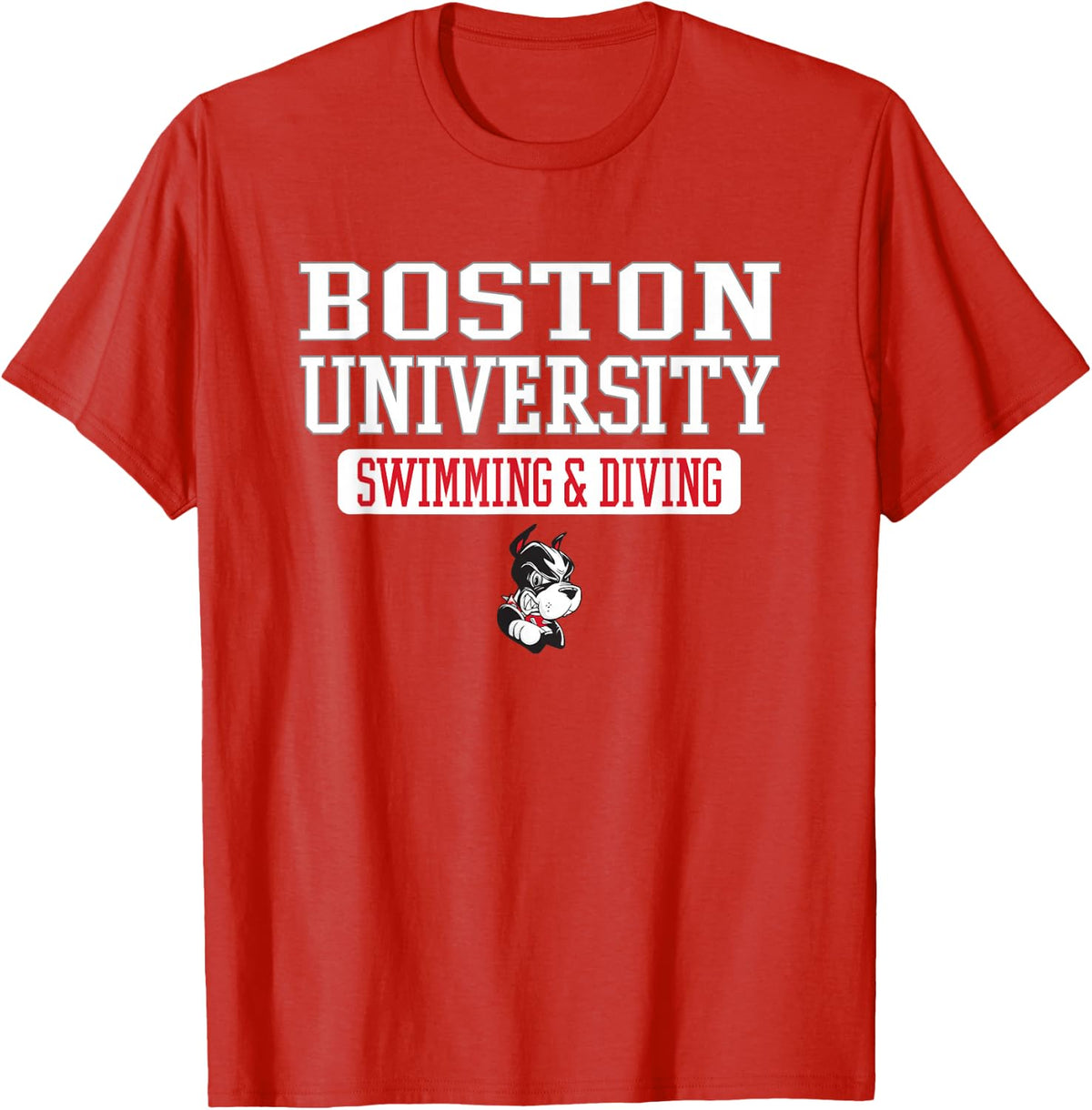 Boston Terriers Vintage Team Swimming & Diving - Boston U T-Shirt - Red