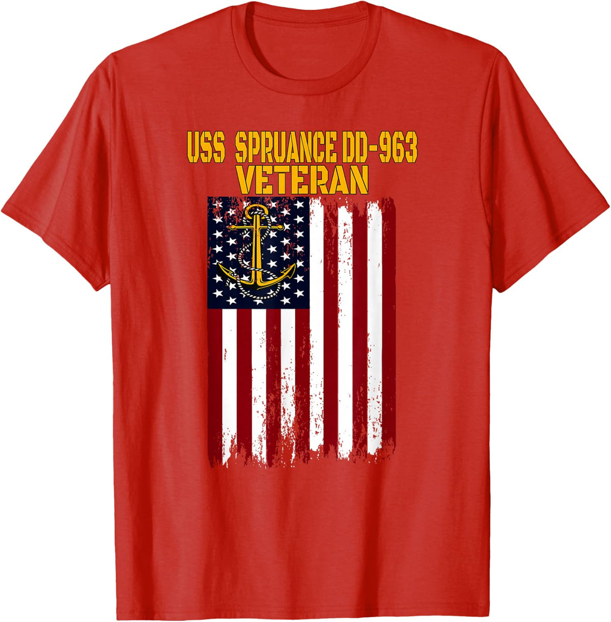 Destroyer USS Spruance 963 Warship Veterans Day Father's Day T-Shirt - Red