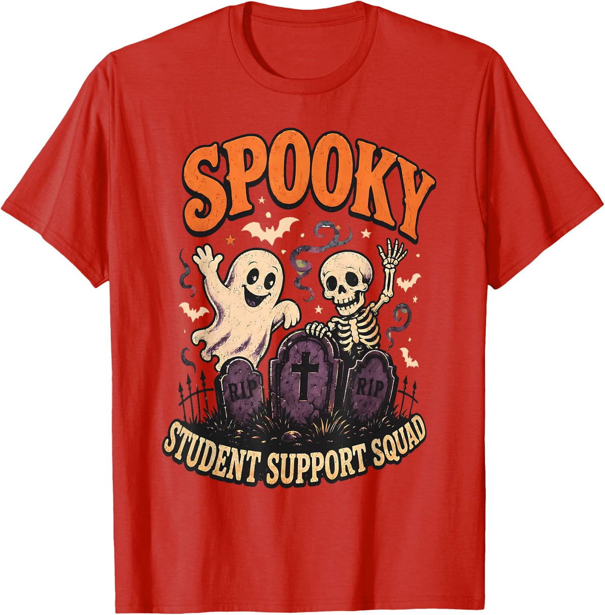 Spooky Student Support Squad Paraprofessional Halloween T-Shirt - Red