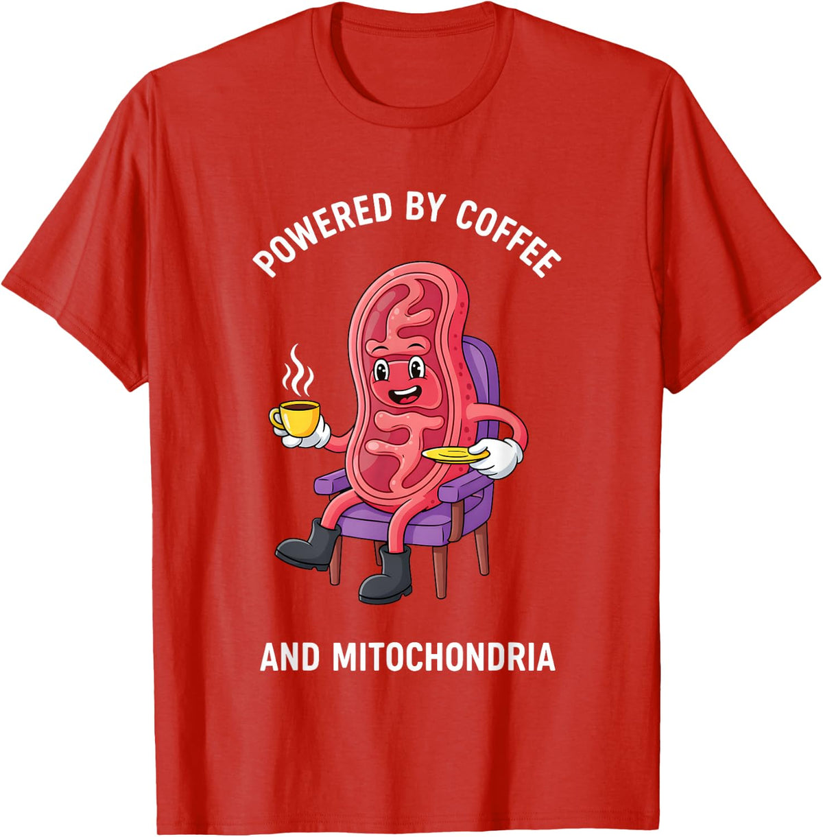 Powered By Coffee and Mitochondria T-Shirt - Red
