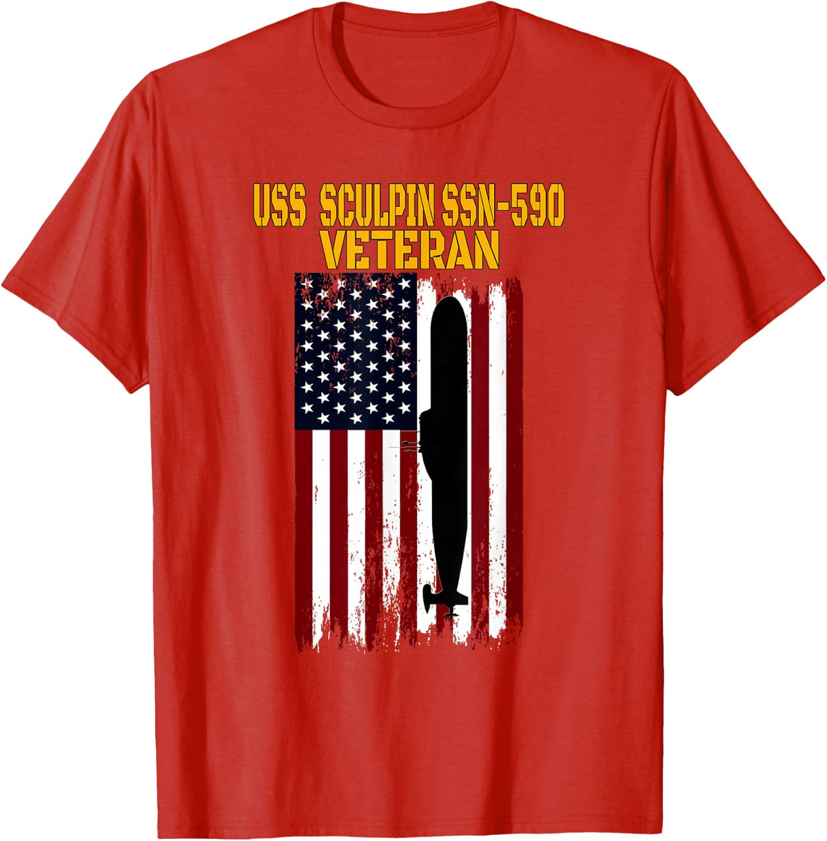USS Sculpin SSN-590 Submarine Veterans Day Father's Day T-Shirt - Red