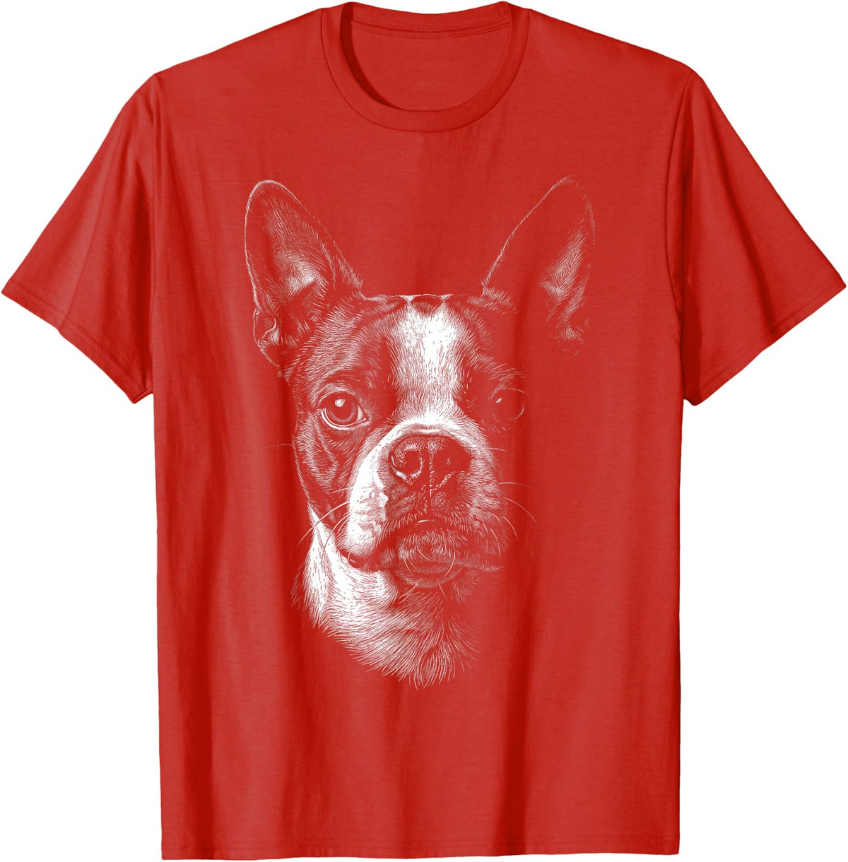 Boston Terrier Portrait T-Shirt - Red