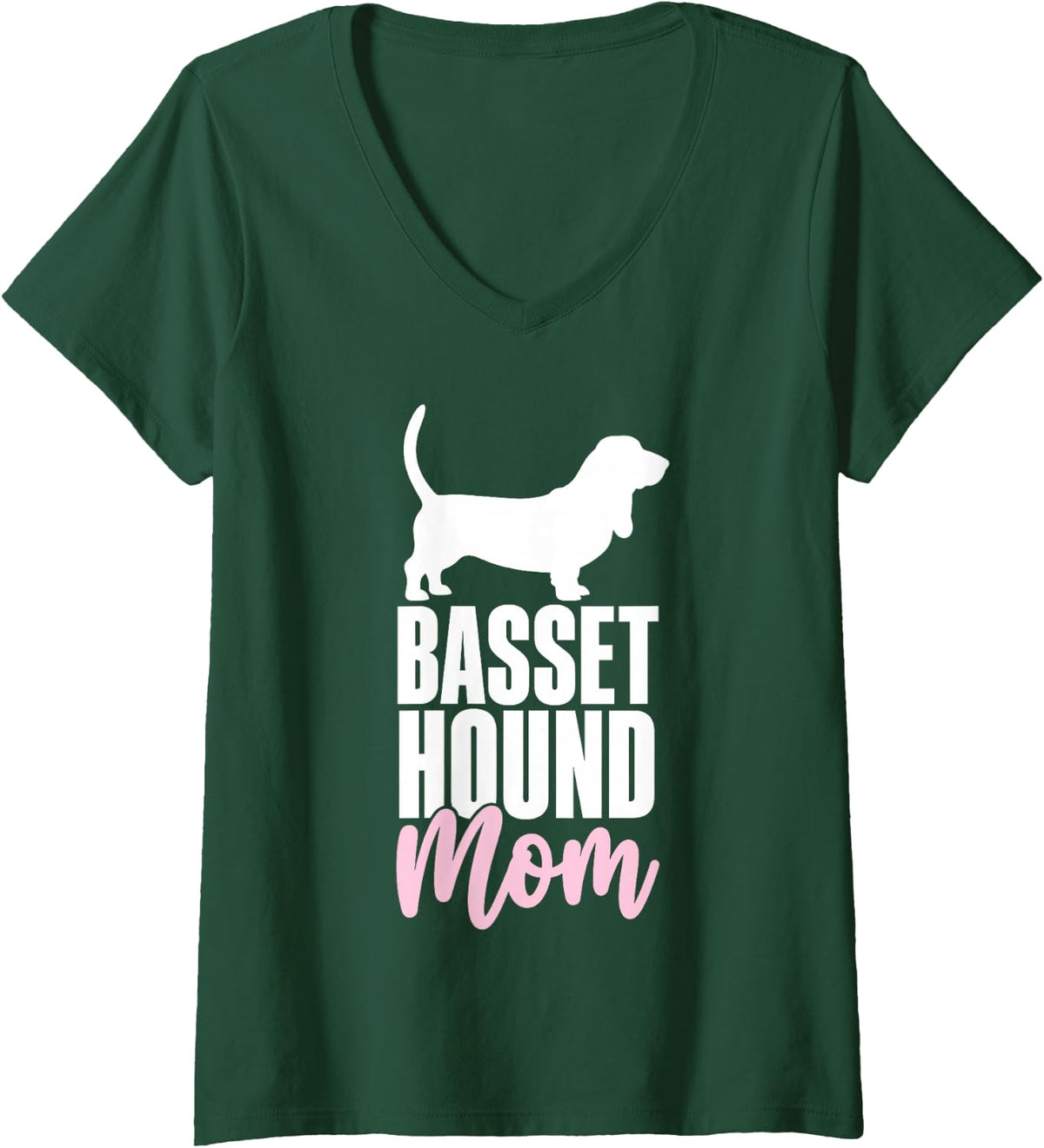 Women's Basset Hound Mom Design for Women Girls Mom Basset Hound Mom V-Neck T-Shirt - Dark Green