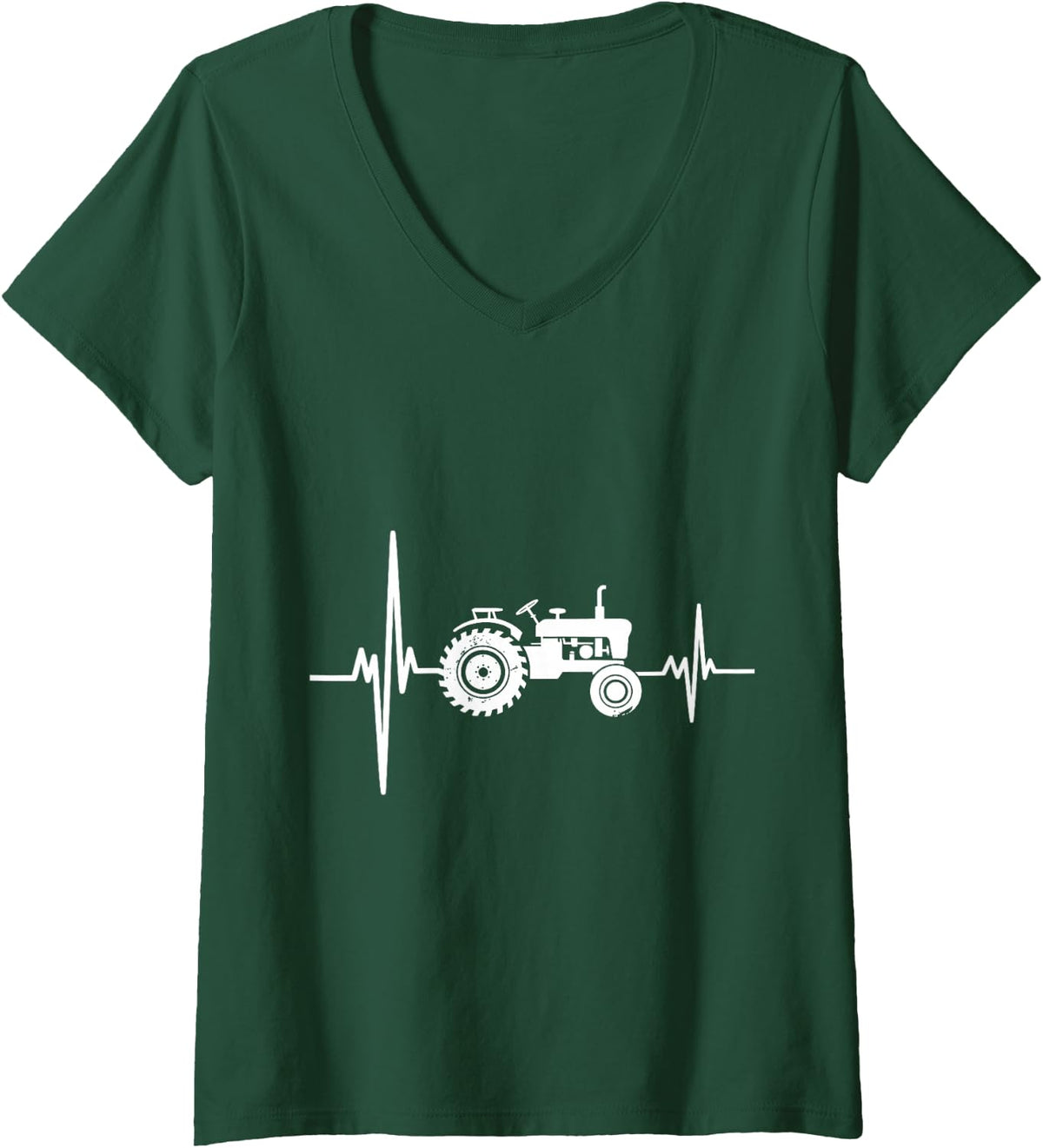 Women's Farm Tractor Pulse Farmer Agriculture Country Life V-Neck T-Shirt - Dark Green