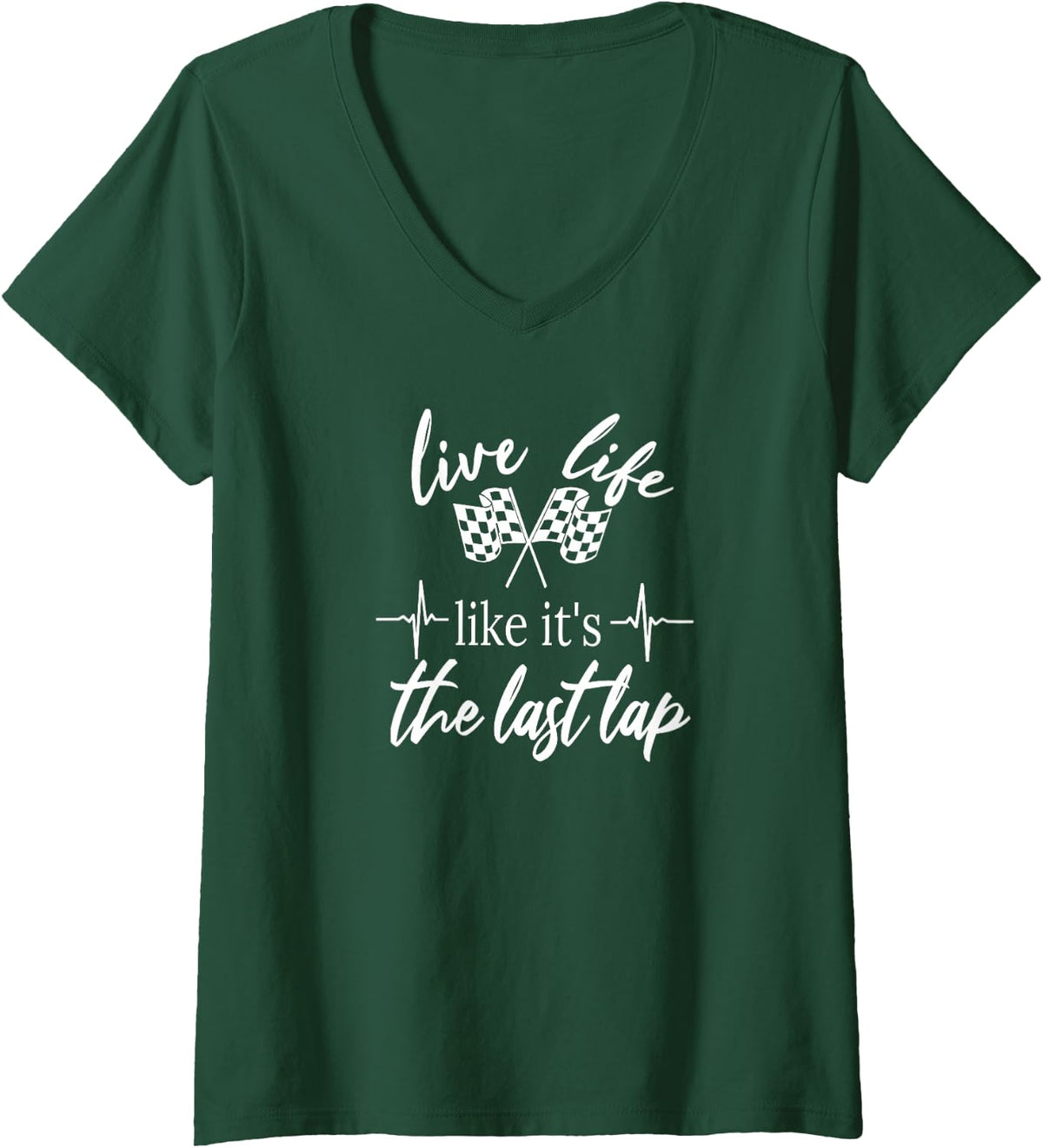 Women's Auto Race Car Racing Quotes Stock Car Dirt Track Racing V-Neck T-Shirt - Dark Green