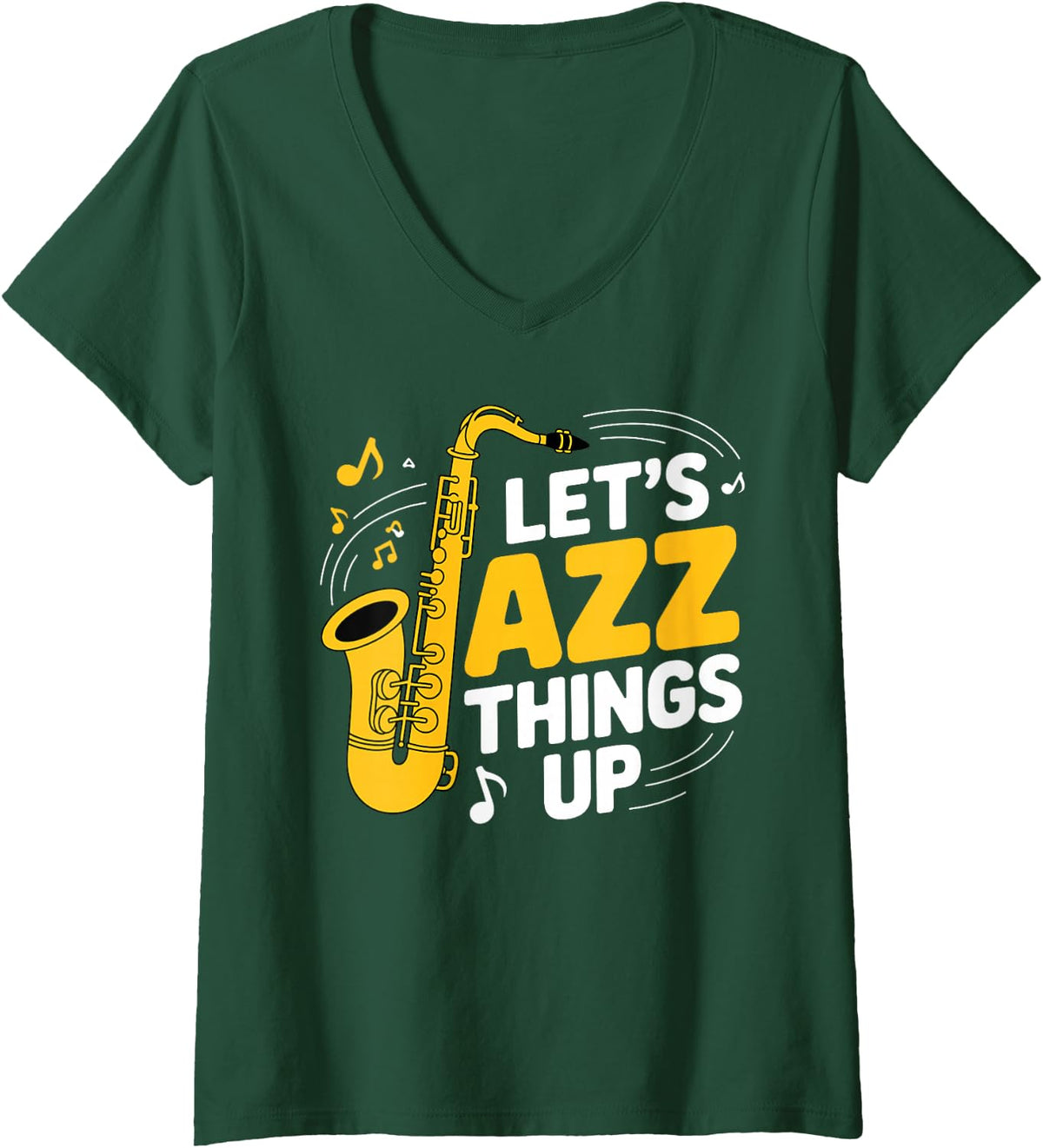 Women's Best Jazz Art for Men Women Jazz Sax Musician Jazz Saxophone V-Neck T-Shirt - Dark Green