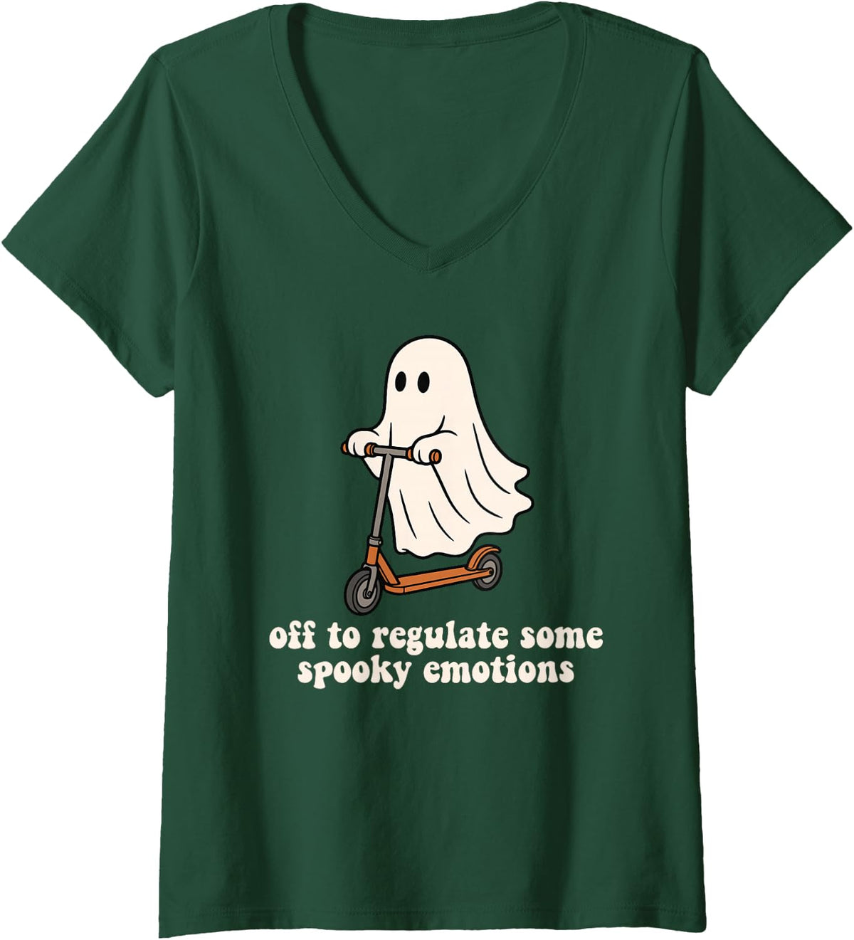 Women's Off to Regulate Some Spooky Emotions Mental Health Counselor V-Neck T-Shirt - Dark Green