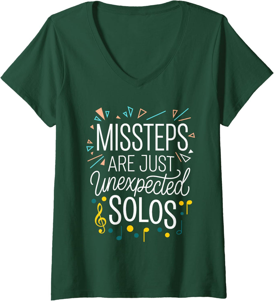 Women's Missteps are Just Unexpected Solos Line Dance Funny Dancing V-Neck T-Shirt - Dark Green
