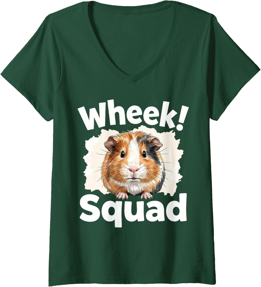 Women's Wheek Squad Guinea Pig Veterinarian Small Animal Vet Tech V-Neck T-Shirt - Dark Green