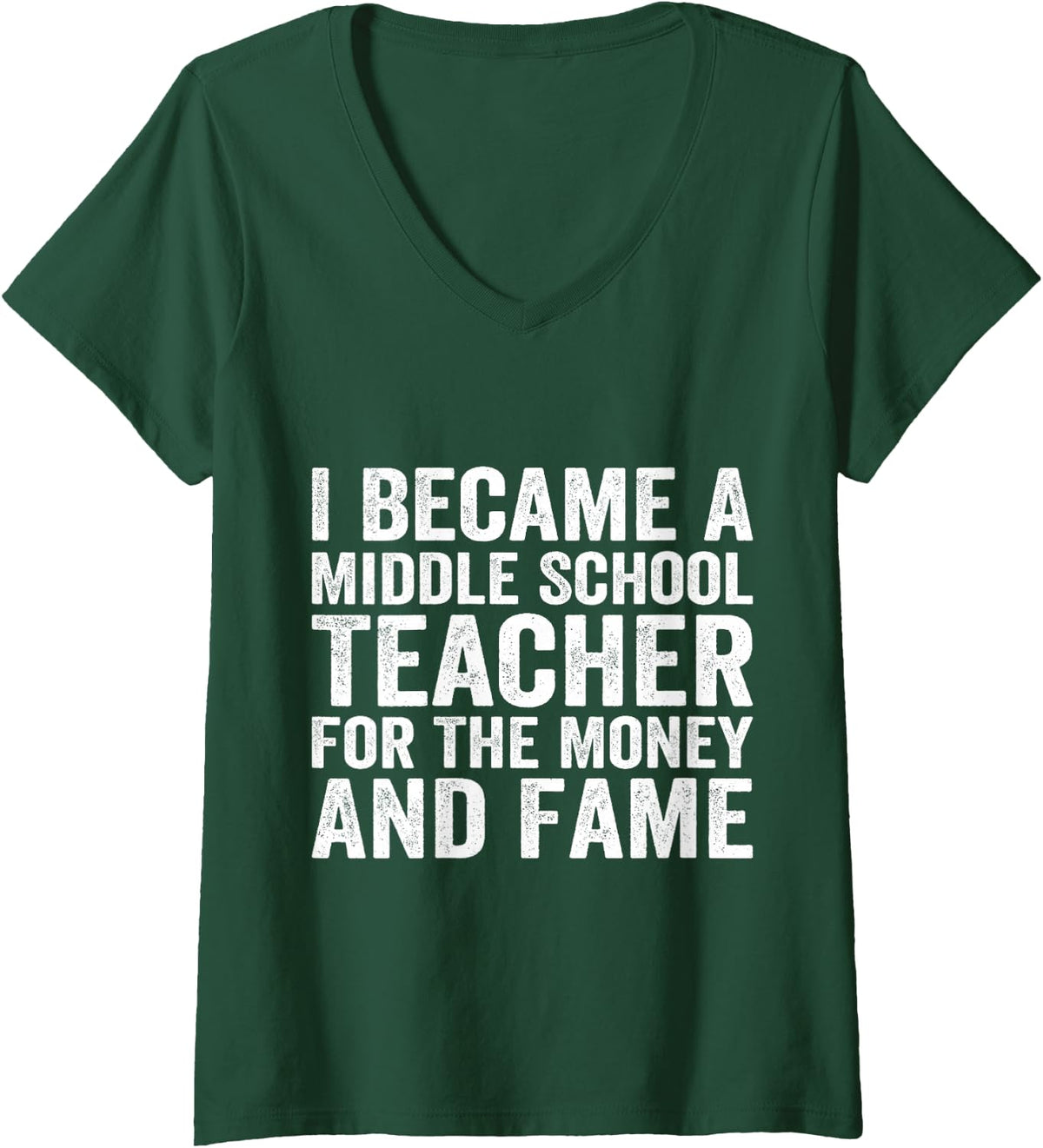 Women's I Became an Middle School Teacher, Funny Jokes Sarcastic V-Neck T-Shirt - Dark Green