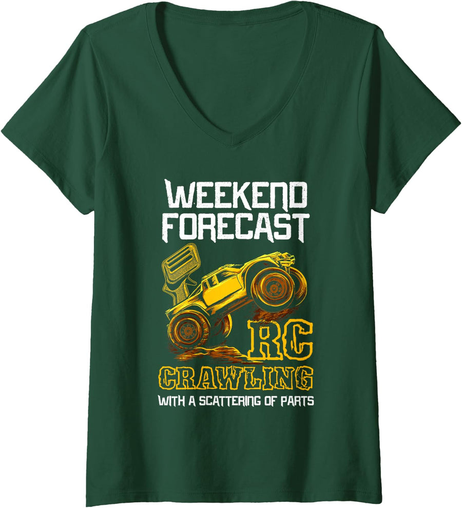 Women's Weekend Forecast RC Crawling V-Neck T-Shirt - Dark Green