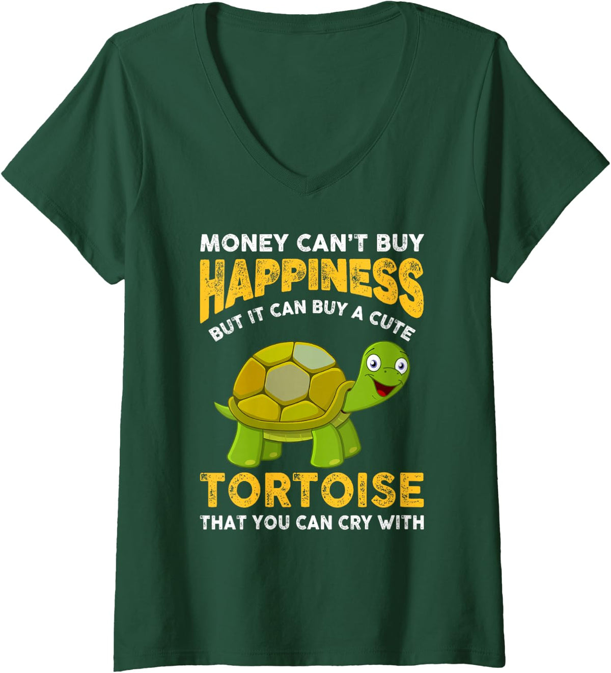 Women's Funny Tortoise Lover Joke Saying Gift Idea for Pet Tortoises V-Neck T-Shirt - Dark Green