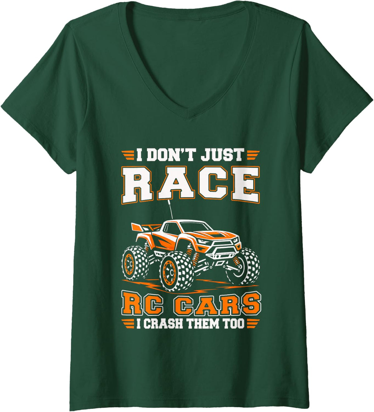 Women's RC Racing Funny Men Women Kids RC Race Car Lover V-Neck T-Shirt - Dark Green