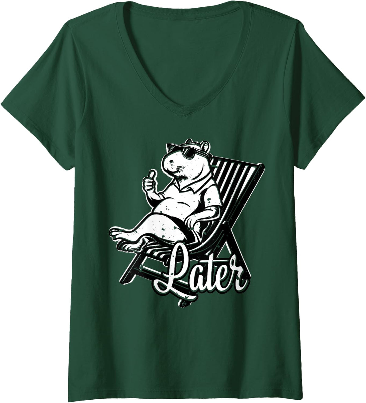 Women's See You Later Summer or Vacation - Guinea Pig V-Neck T-Shirt - Dark Green