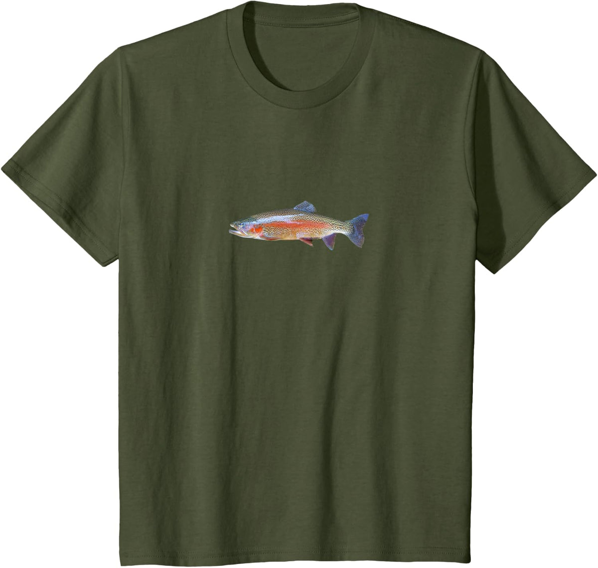 Rainbow Trout Fishing T-Shirt - Olive Green