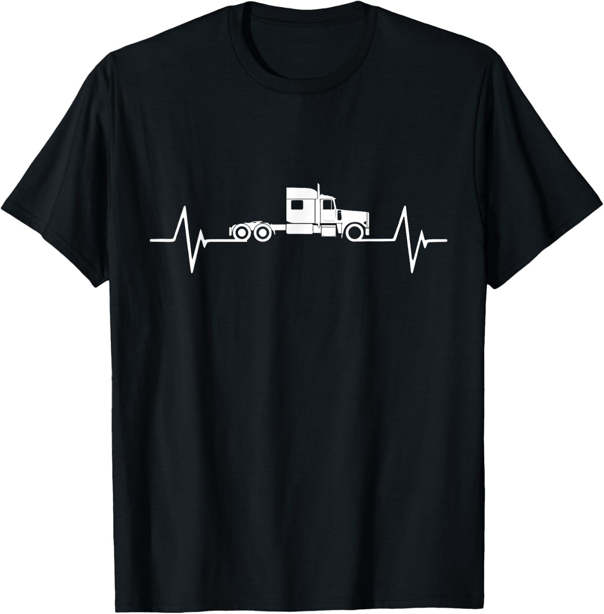 Truck Driver Heartbeat Gift T-Shirt - Black