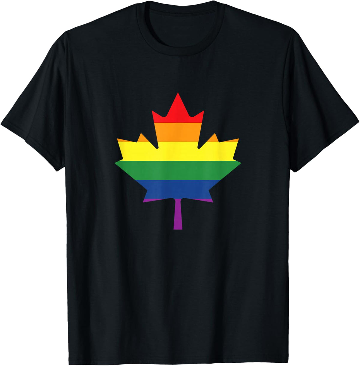 Canadian Pride Rainbow Flag Maple Leaf LGBT Pride Month T-Shirt - Black