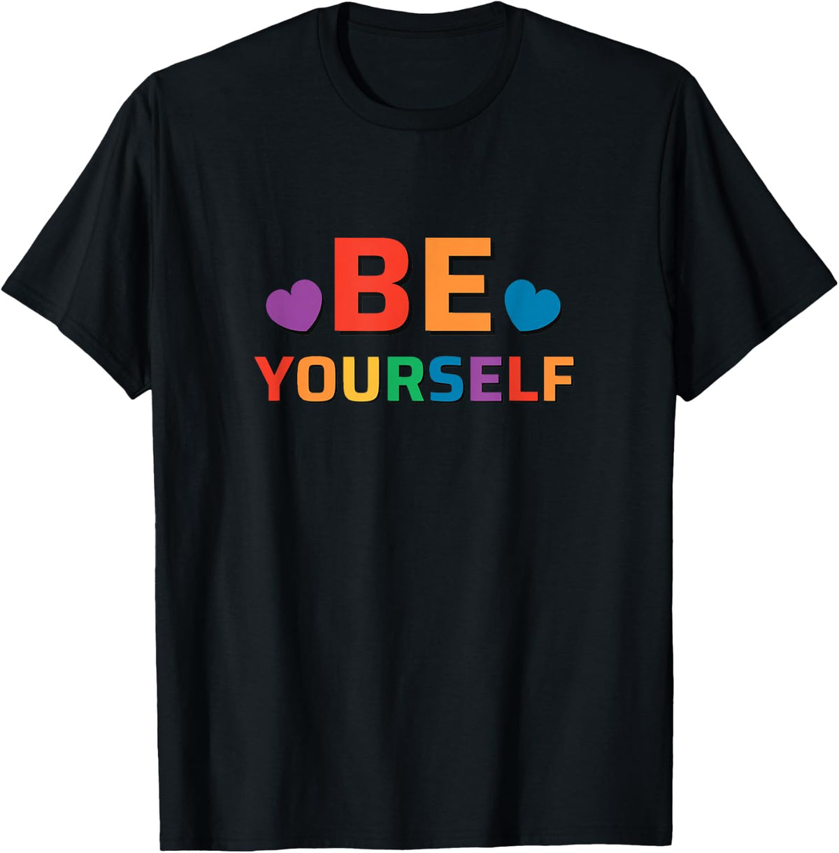 Pride Month - Be Yourself - LGBT Flag Love is Love - Classic T-Shirt - Black