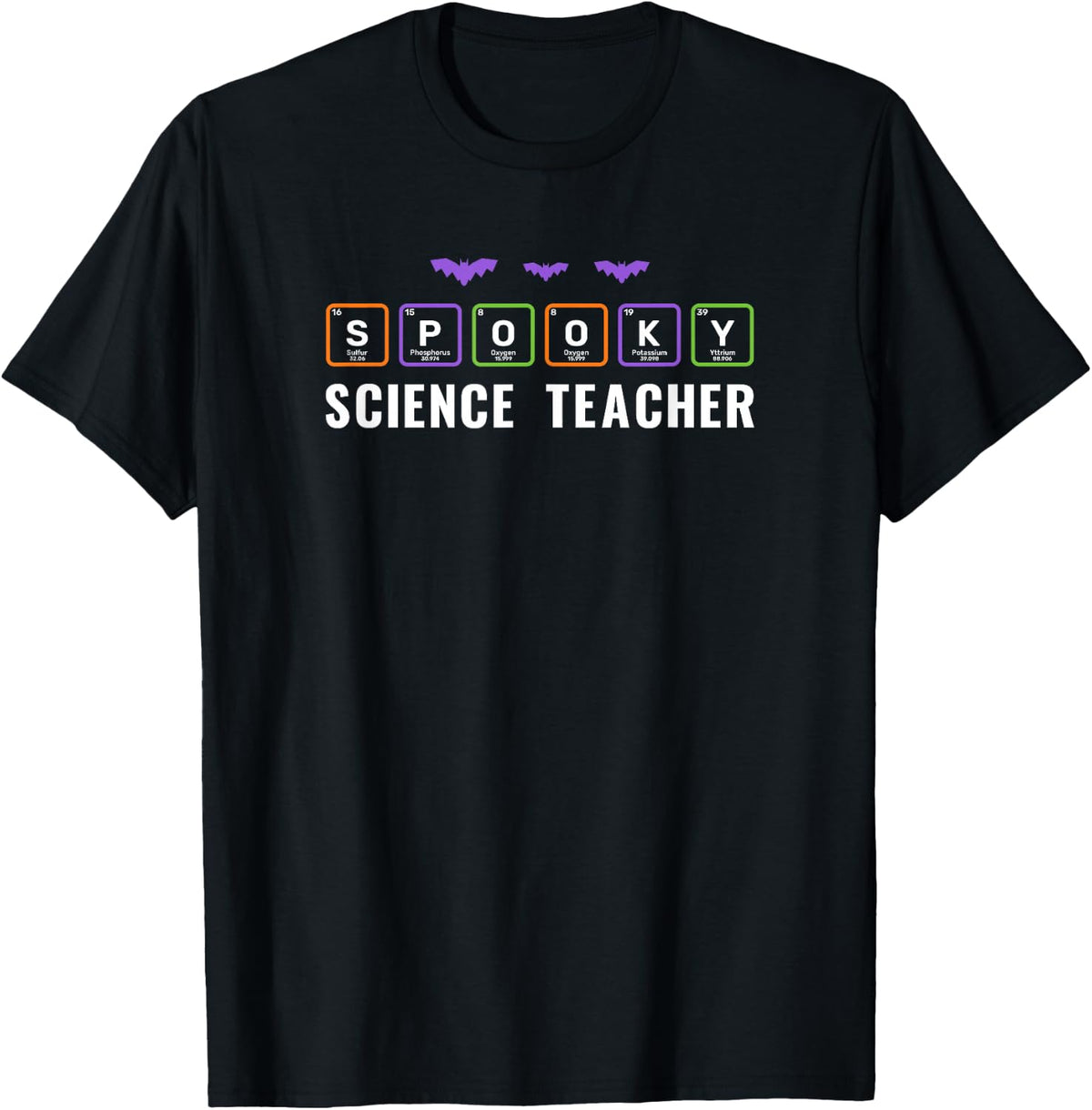 Spooky Science Teacher Periodic Table Halloween Chemistry T-Shirt - Black