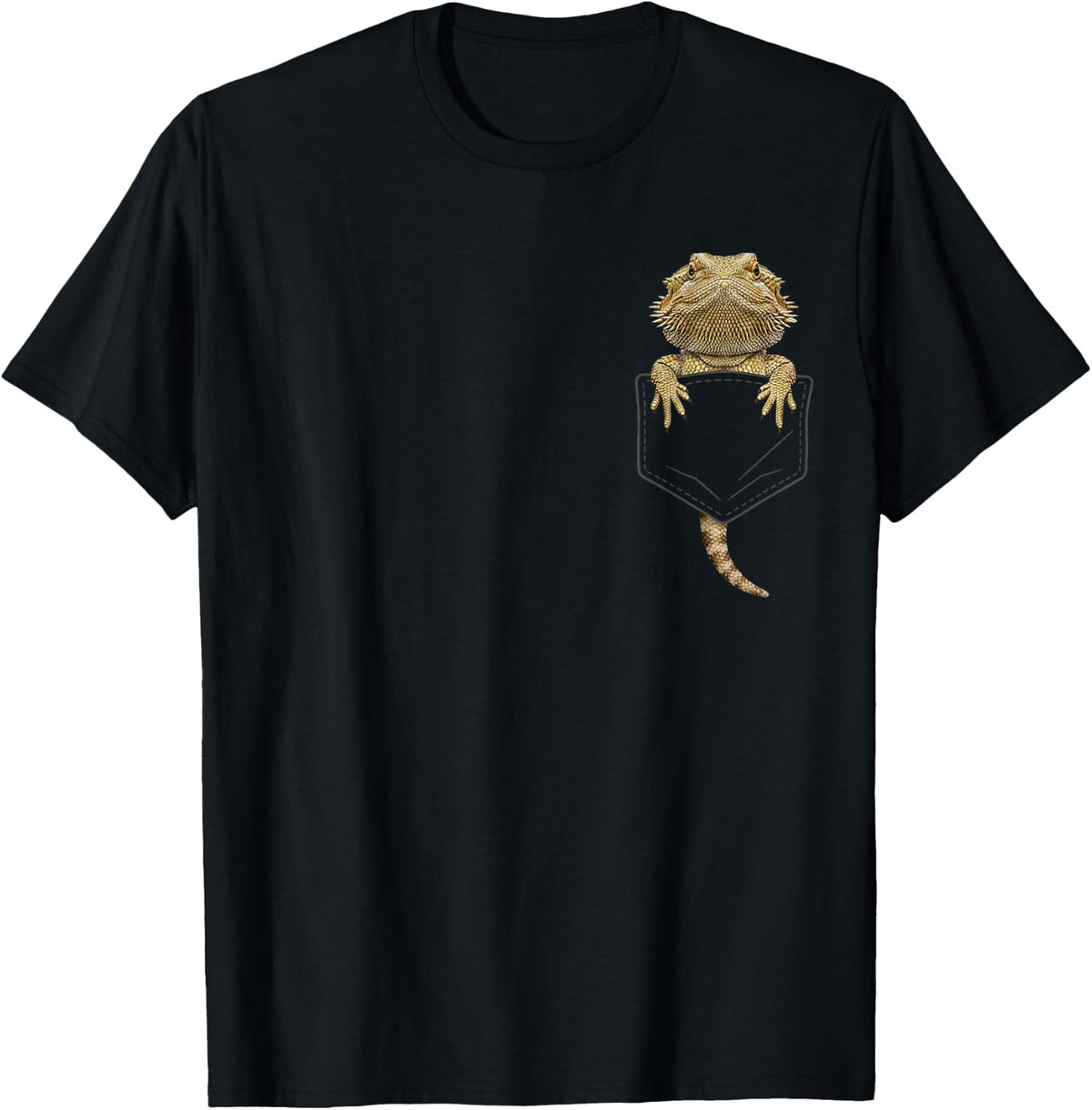 Cute Lizard Pocket Reptile Bearded Dragon in Pocket Boys Kid T-Shirt - Black