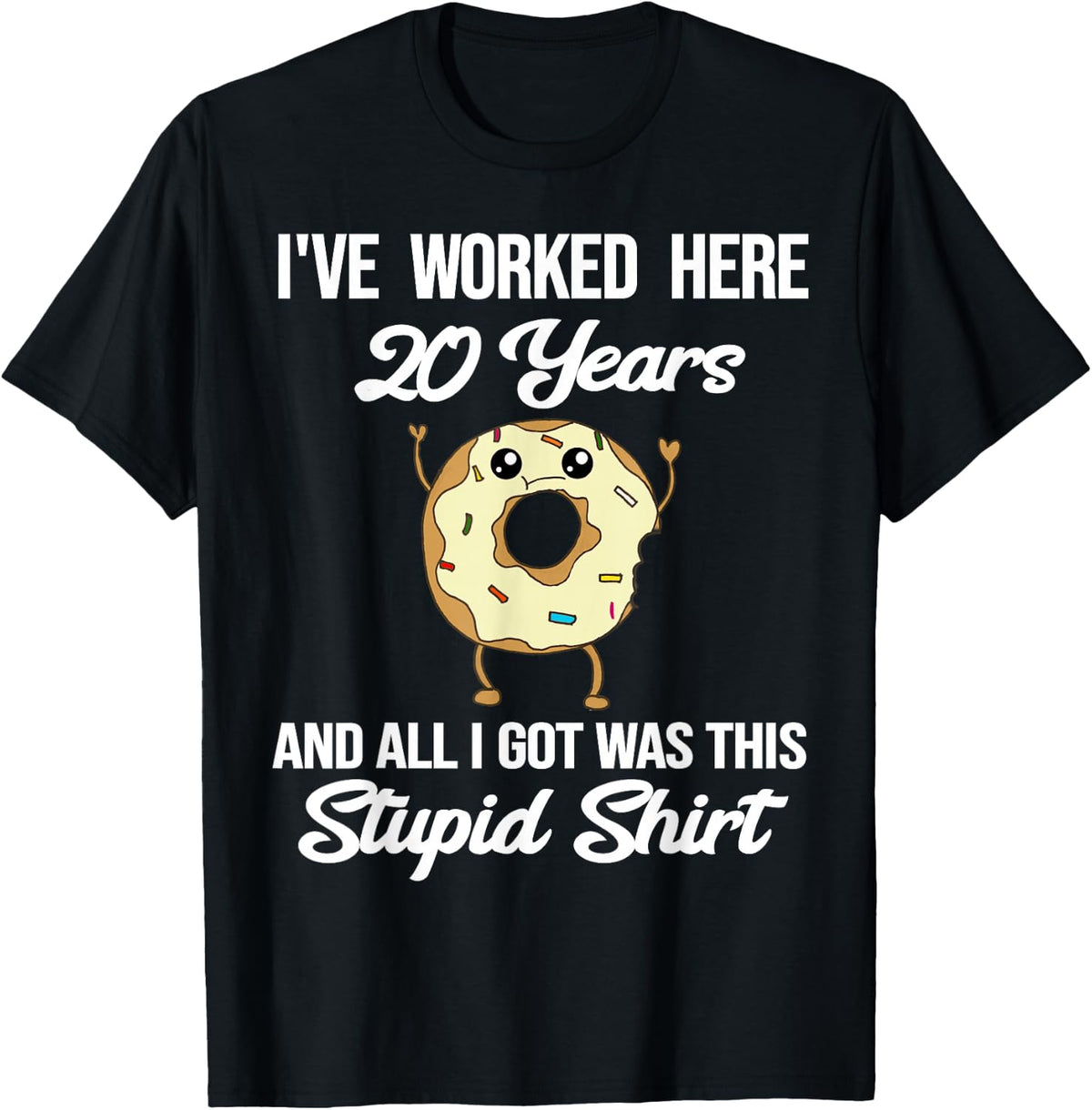 Funny 20 Year Work Anniversary Appreciation Saying Joke 20th T-Shirt - Black