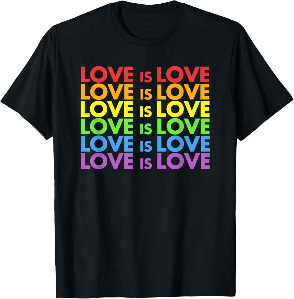 Pride March Shirt Rainbow LGBT Equality, Love is Love T-Shirt - Black