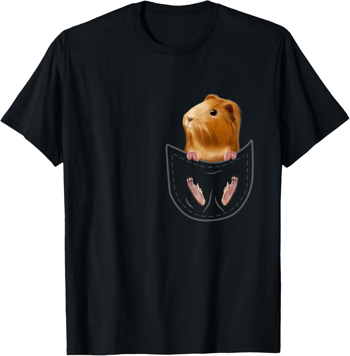 Cute Pocket Guinea Pig Lover Owner Stuff Peeg Cavy Piggy T-Shirt - Black