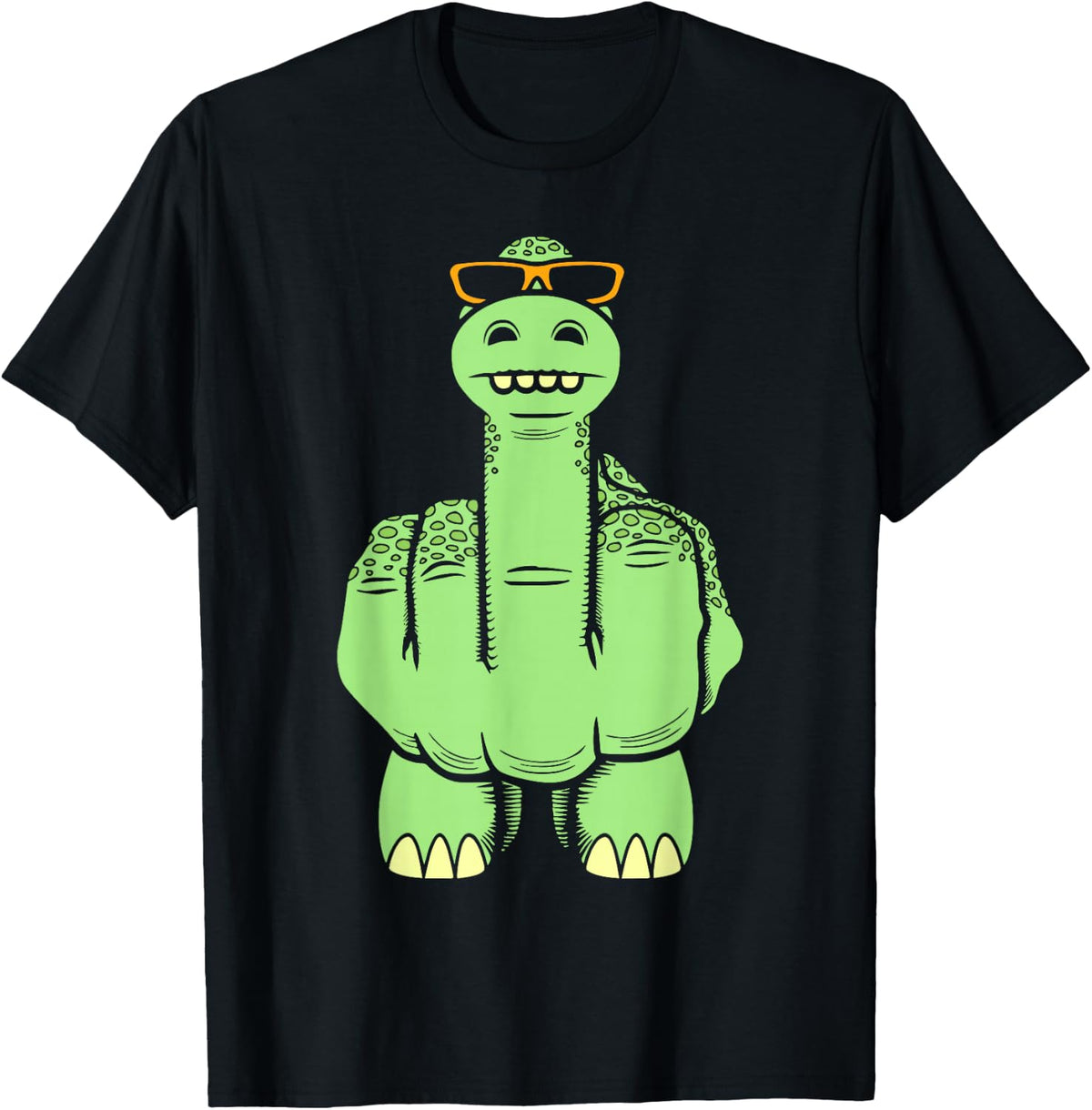 Middle Finger Dinosaur Funny Rude Antisocial Dino Hand T-Shirt - Black