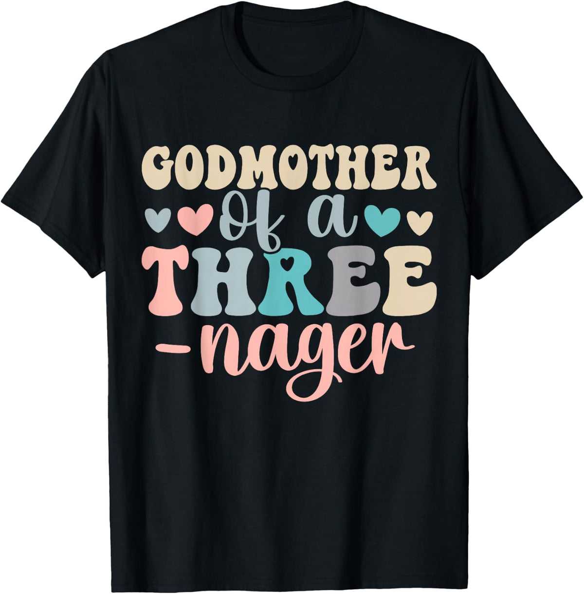 Godmother of A Threenager 3rd Birthday Matching Family Boho T-Shirt - Black
