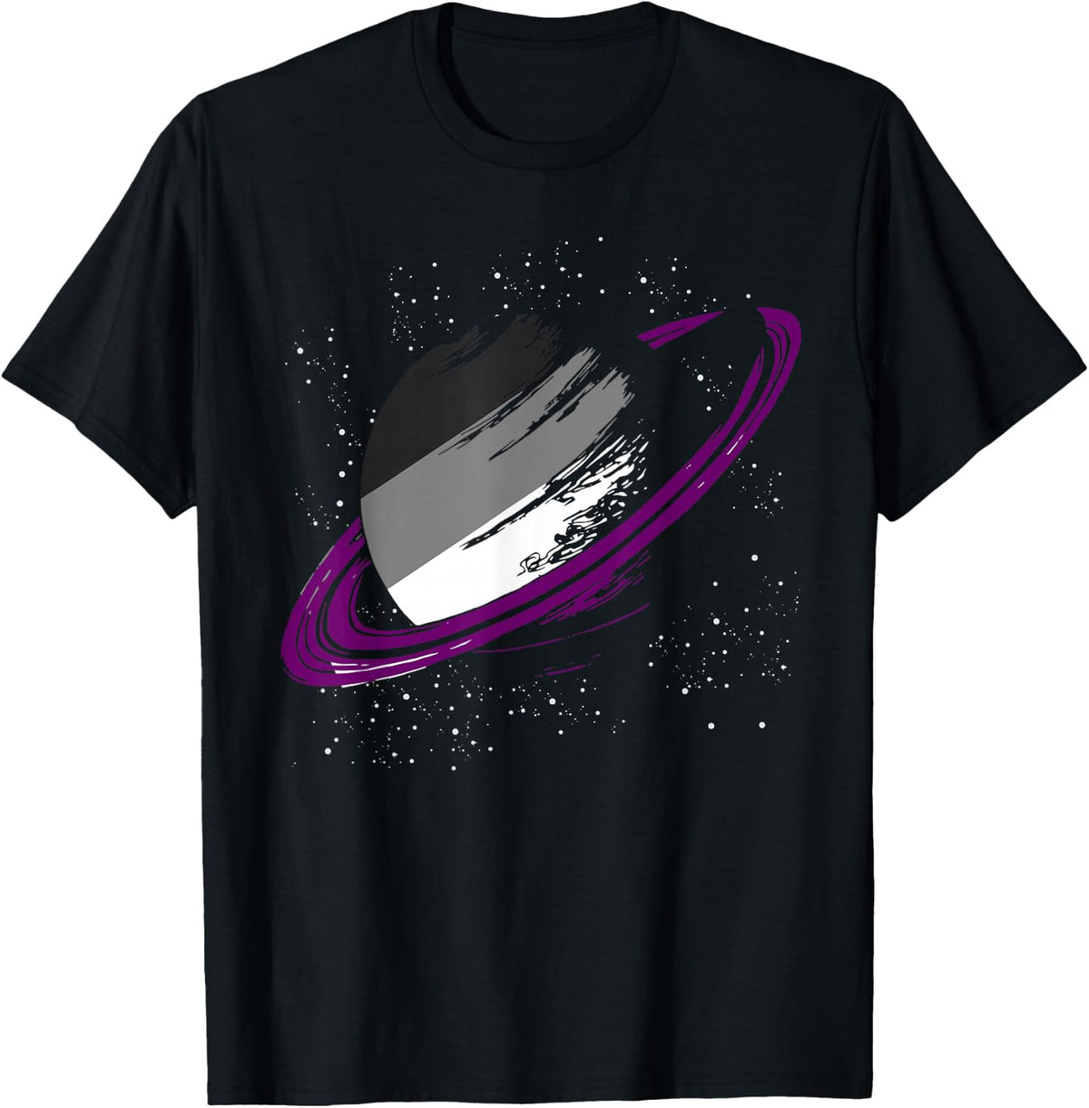 Asexual Saturn Ace Pride Month Tees LGBTQIA T Shirts Queer Asexuality - Black