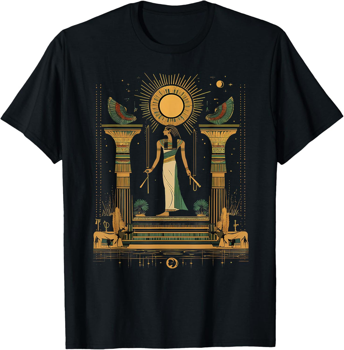 Ancient Egypt Tutankhamun Column Egyptology Egypt Mythology T-Shirt - Black