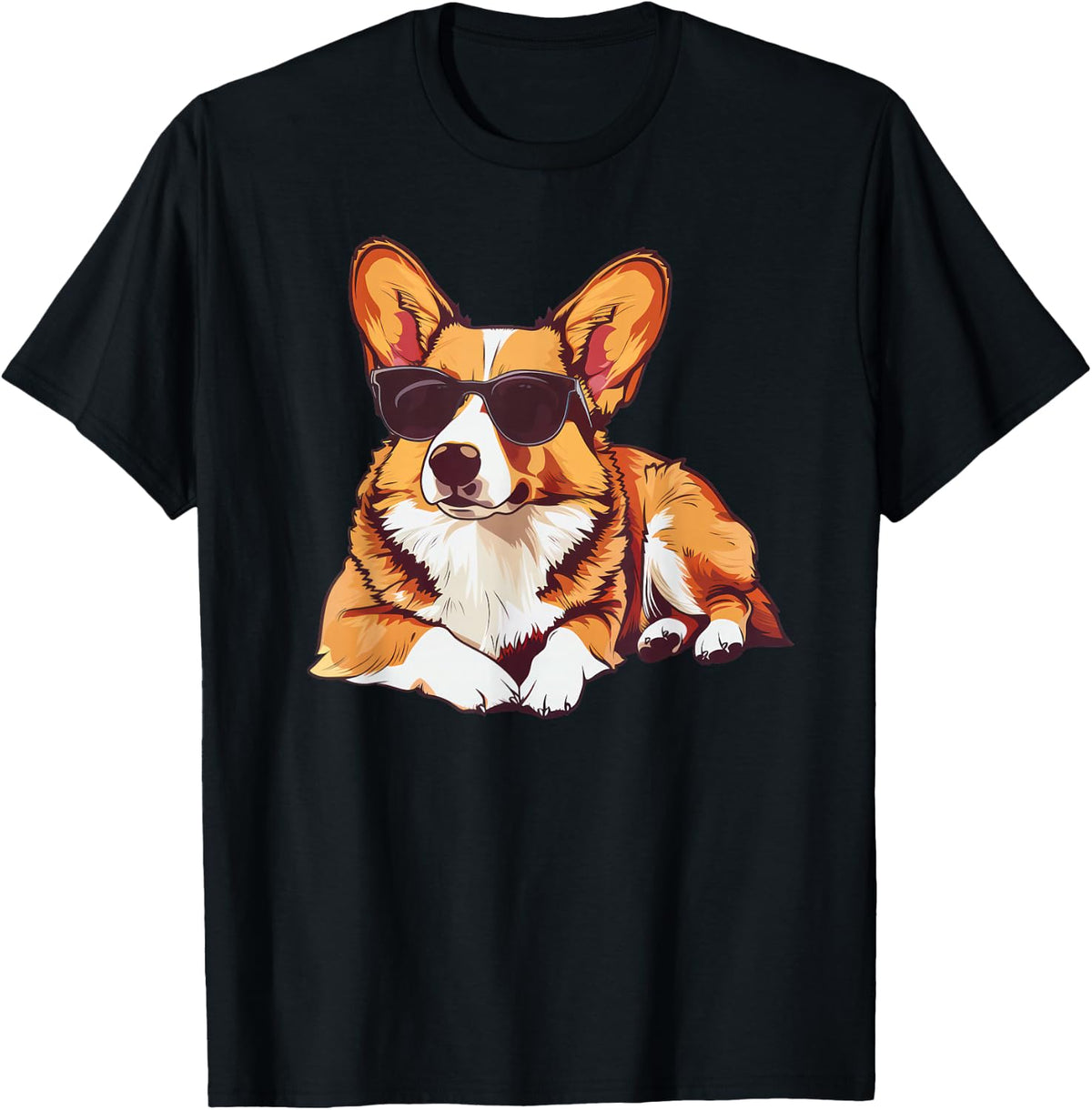 Pembroke Welsh Corgi Dog Sunglasses T-Shirt - Black