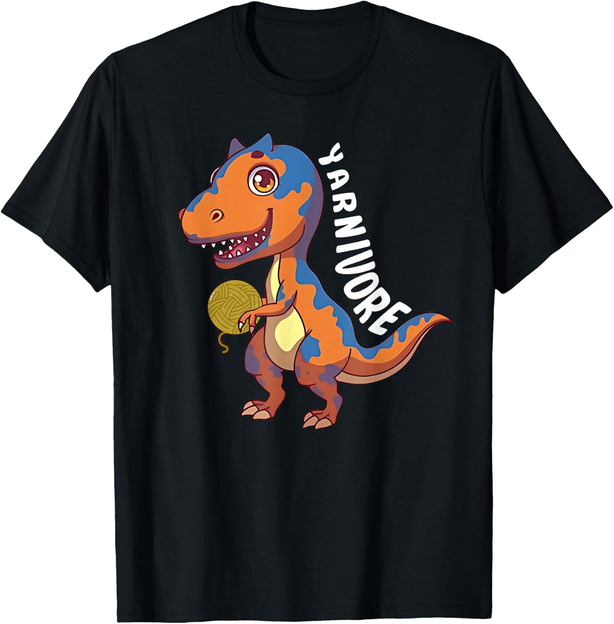 Yarnivore Knitting And Crochet Dinosaur T-Shirt - Black