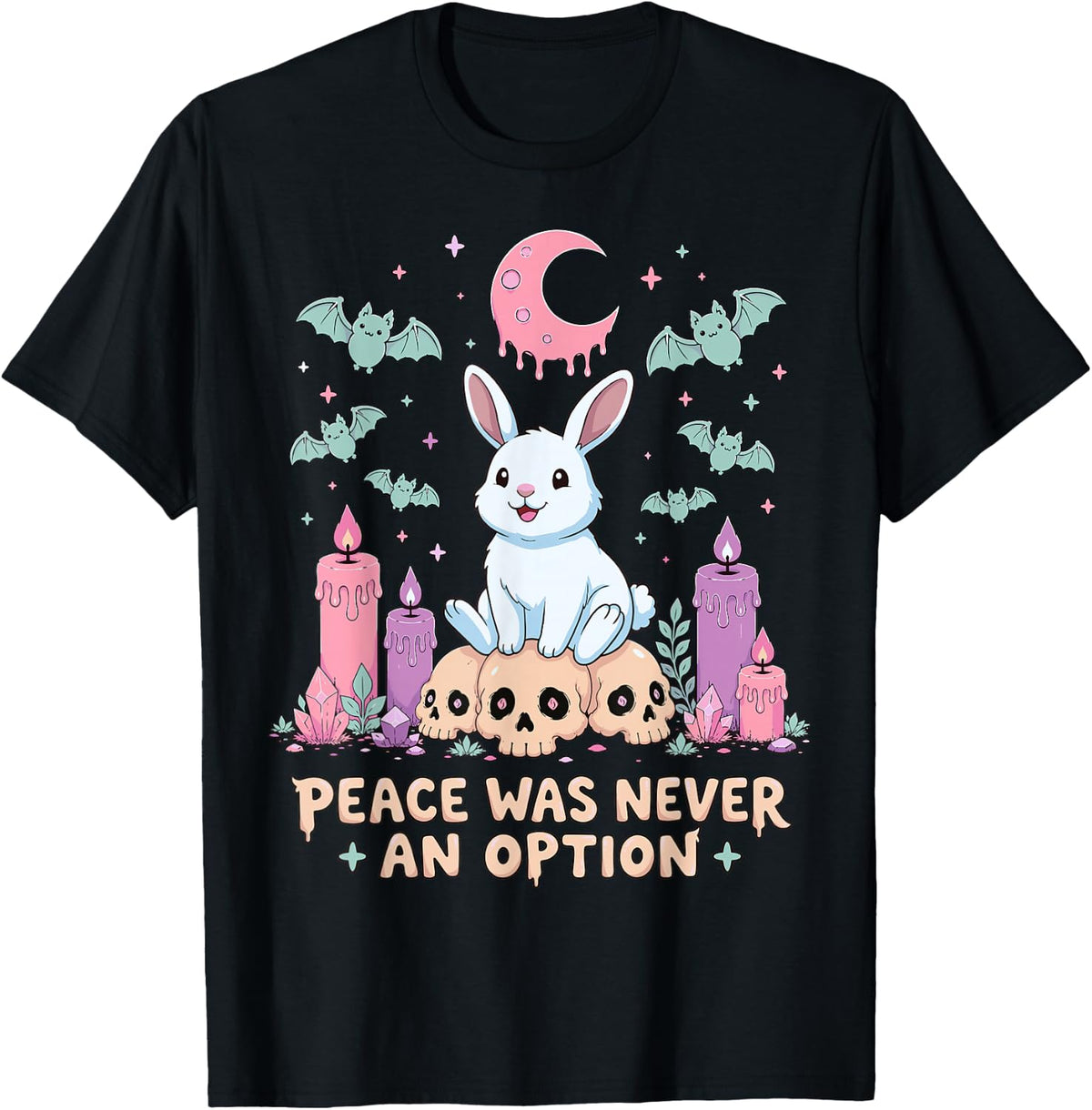 Rabbit Bunny Kawaii Pastel Goth T-Shirt - Black