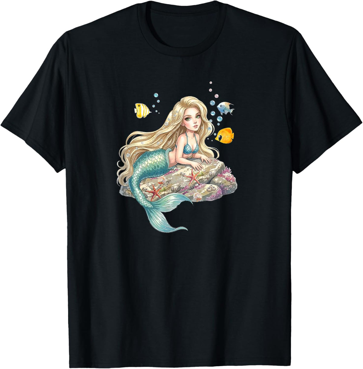 Beautiful Mermaid, Sea Maiden Sea Creatures Marine Mythology T-Shirt - Black