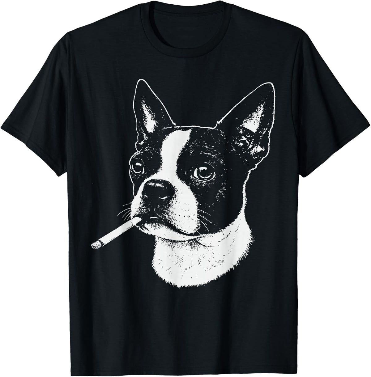 Boston Terrier Meme Funny Dog Smoking Cigarette T-Shirt - Black