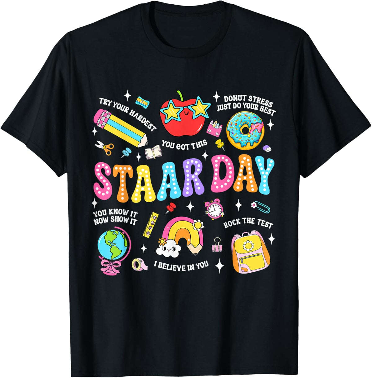 STAAR Day Test Teacher Student Positive Teacher School Squad T-Shirt - Black