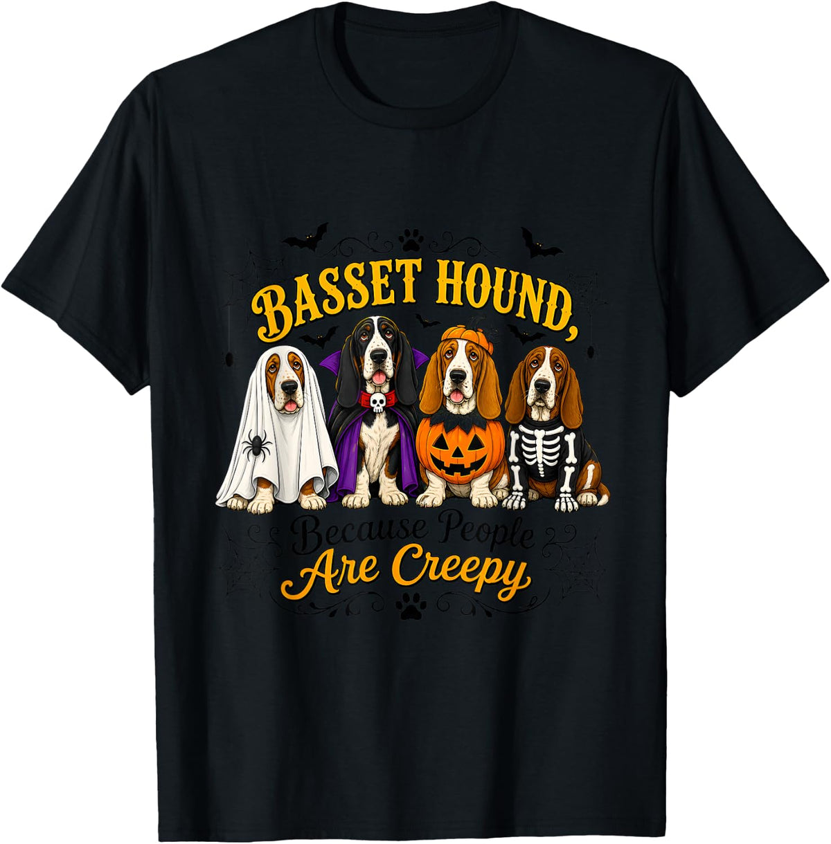 Basset Hound Halloween Costume Party T-Shirt - Black