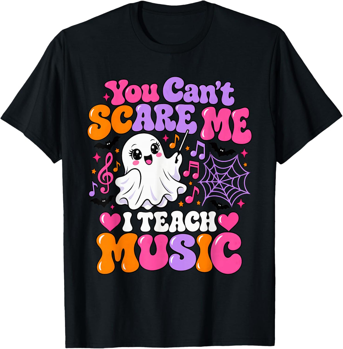 Music Teacher Orchestra Spooky Halloween Ghost Band T-Shirt - Black