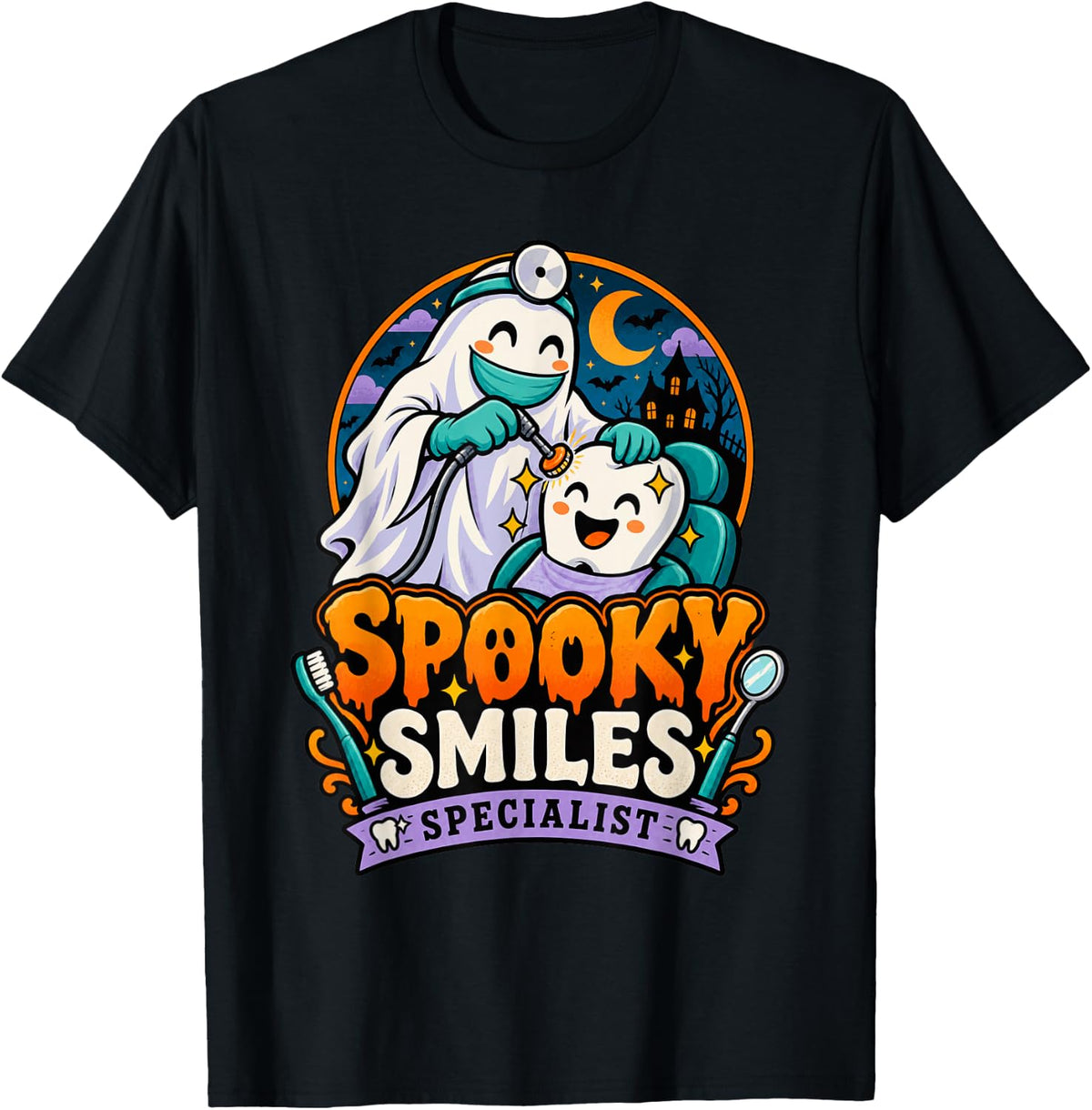 Spooky Smiles Specialist Halloween Dental T-Shirt - Black