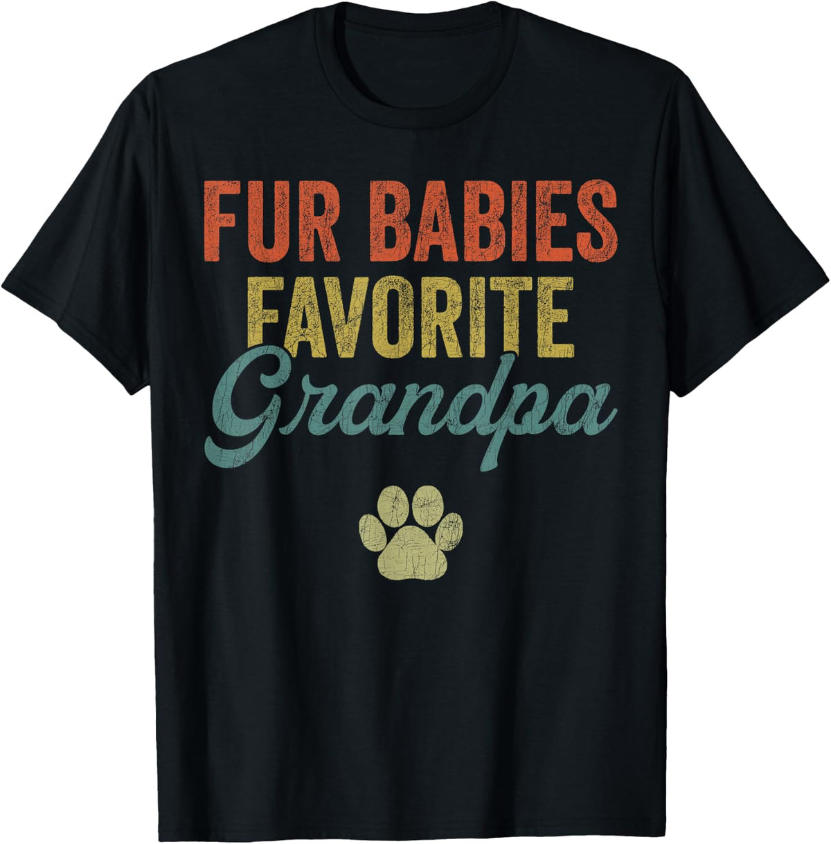 Dog Dad Father's Day, Vintage Favorite Fur Babies Grandpa T-Shirt - Black