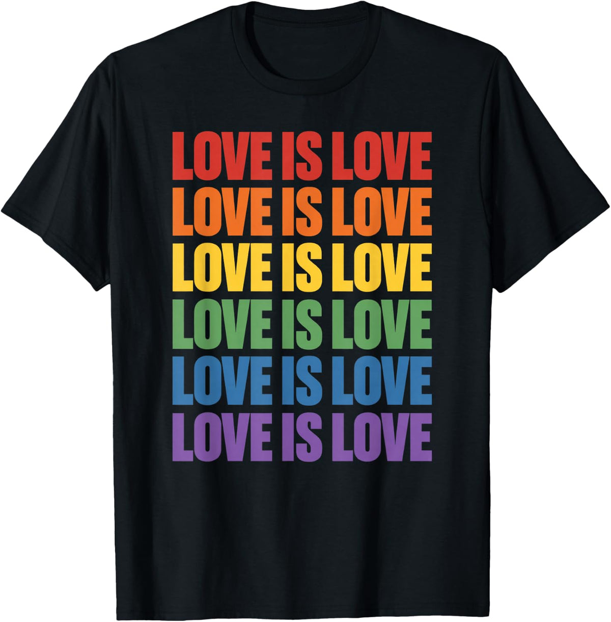 Love Rainbow Pride Month LGBTQ Equality T-Shirt - Black
