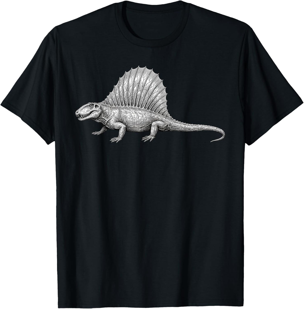 Dimetrodon Fossil – Permian Synapsid Reptile Art T-Shirt - Black