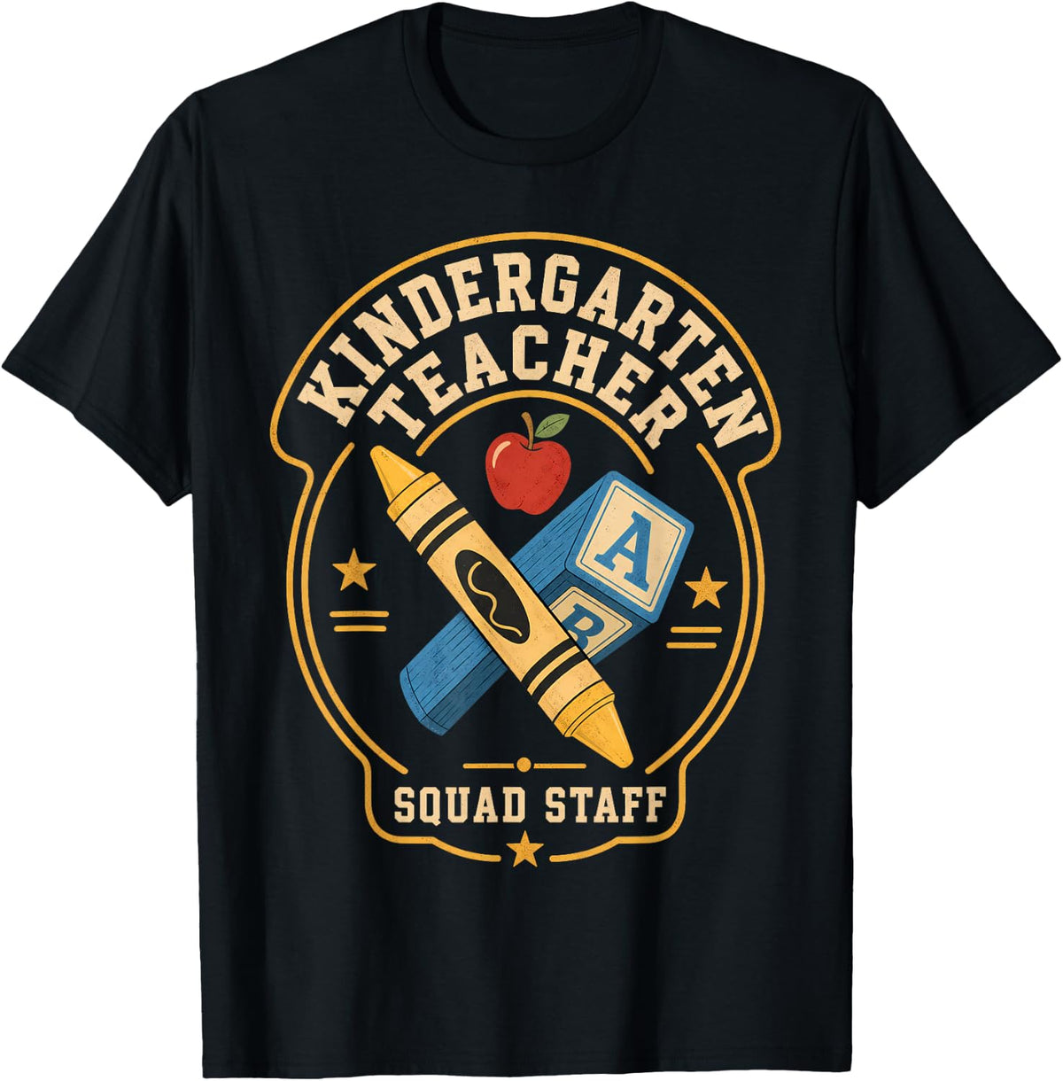 Kindergarten Teacher Squad Staff Education Team T-Shirt - Black